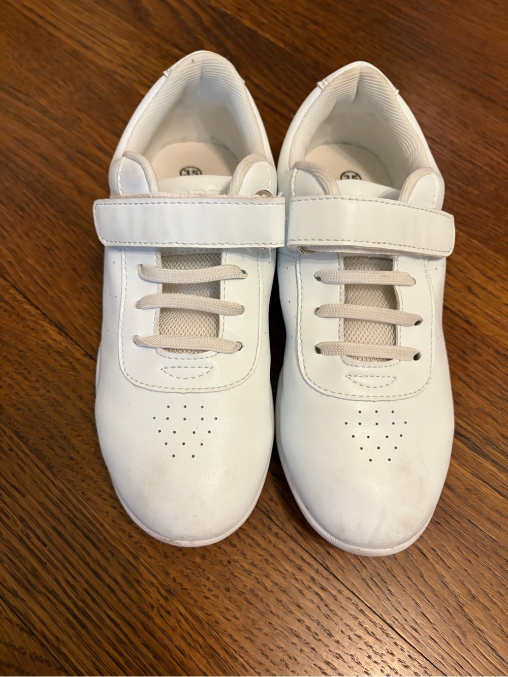 Kids White Velcro cheer shoes